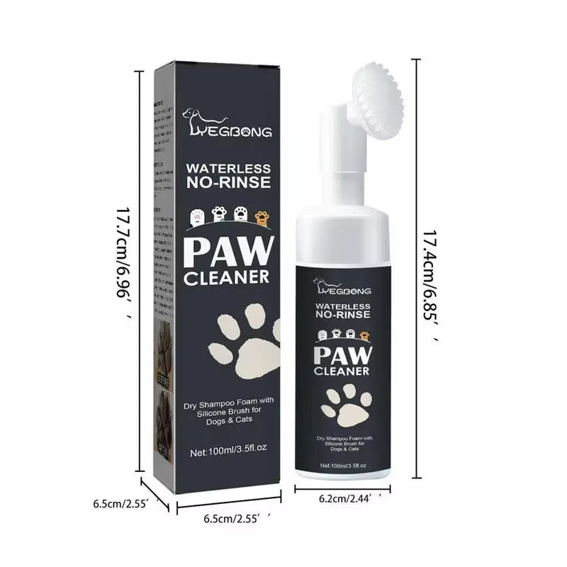 100Mlpaw Cleaner Foam Dog paws Cleaner Cat Paw Cleaner Waterless Pet Shampoo with pet Brush for Rinse