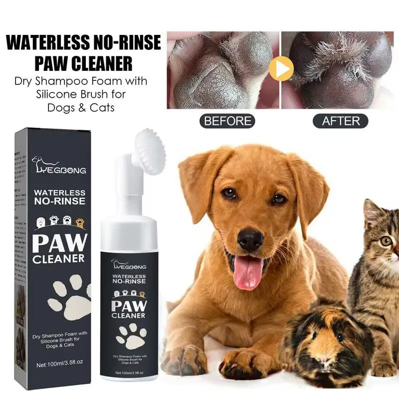100Mlpaw Cleaner Foam Dog paws Cleaner Cat Paw Cleaner Waterless Pet Shampoo with pet Brush for Rinse