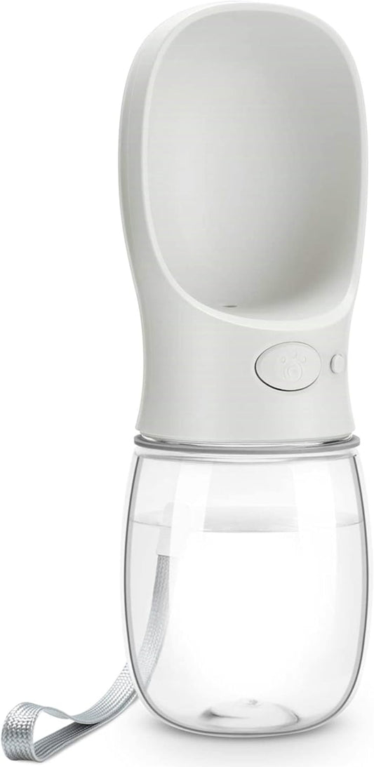 Dog Water Bottle,Portable Pet Water Bottles for Dogs, Puppy Water Dispenser with Drinking Feeder for Travel (White 12Oz)