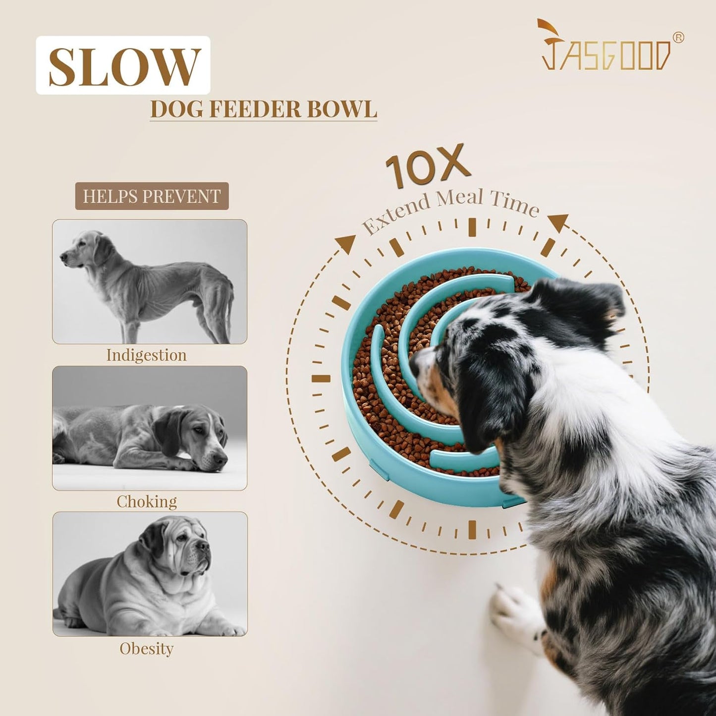 Premium Slow Feeder Dog Bowl for Large and Medium Breeds - Anti-Gulping Design to Prevent Bloat and Choking