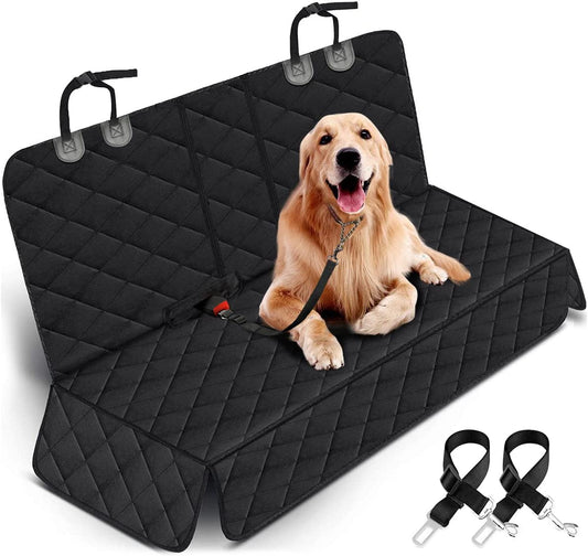 Dog Car Seat Cover, Back Seat Cover for Dogs Pet Car Seat Protector Waterproof Rear Seat Cover, Fits Middle Armrest for Most Cars y Suvs (53” Width)- Black