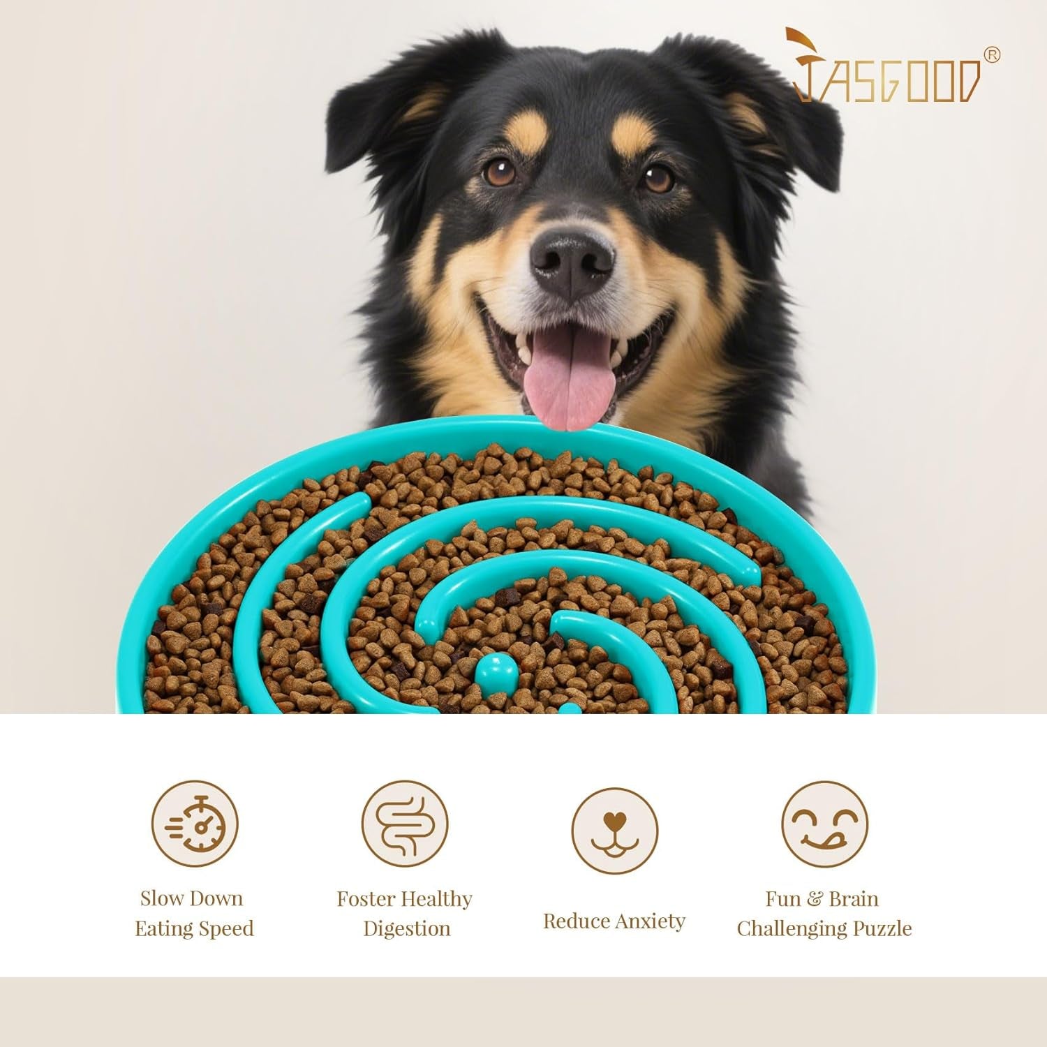 Premium Slow Feeder Dog Bowl for Large and Medium Breeds - Anti-Gulping Design to Prevent Bloat and Choking