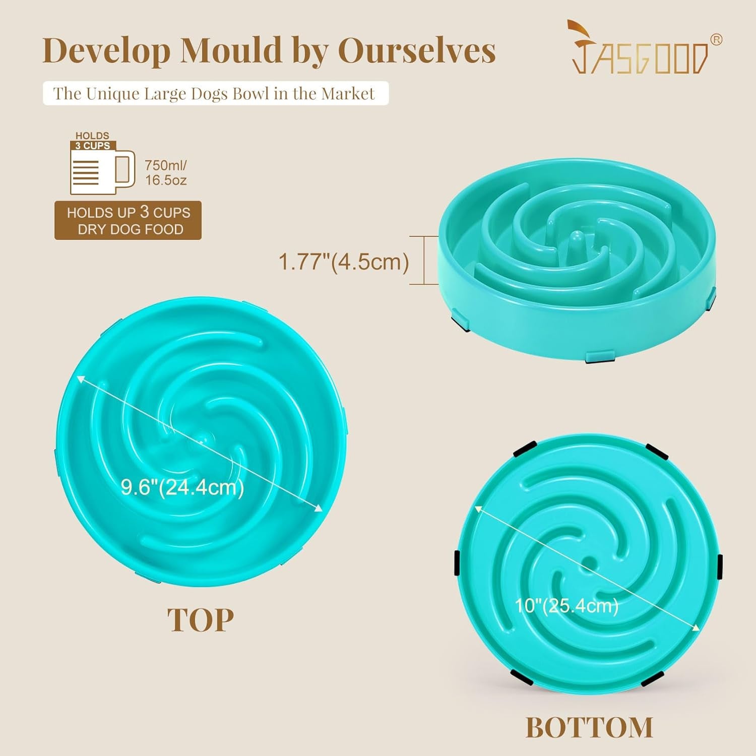 Premium Slow Feeder Dog Bowl for Large and Medium Breeds - Anti-Gulping Design to Prevent Bloat and Choking