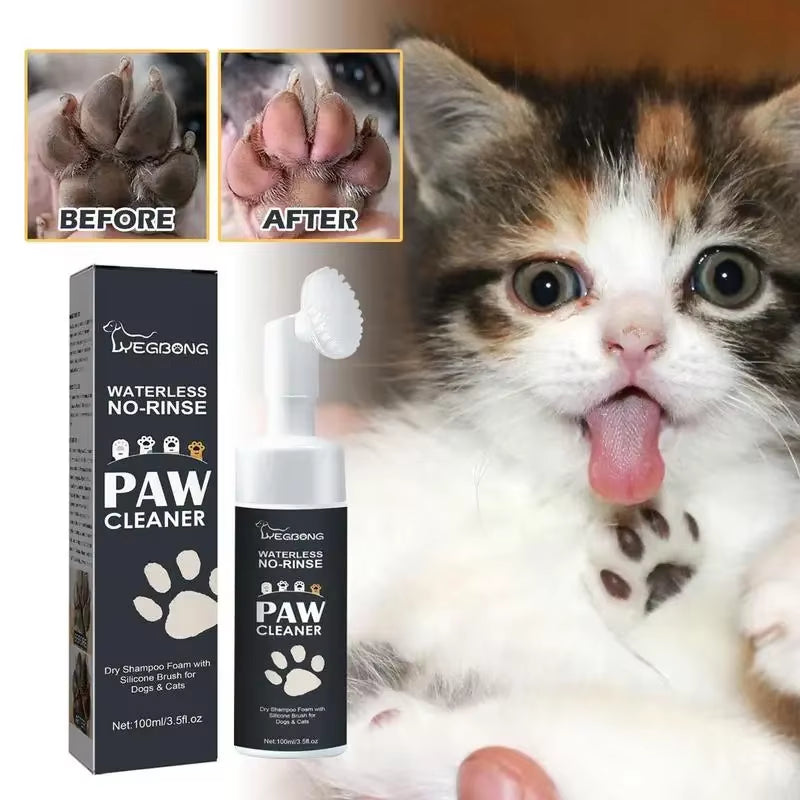 100Mlpaw Cleaner Foam Dog paws Cleaner Cat Paw Cleaner Waterless Pet Shampoo with pet Brush for Rinse